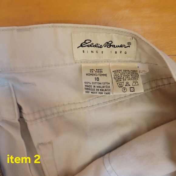 Eddie Bauer Lot Of 2 Women's Chino Pants Size 18 Cream & Sand  Classic Casual - Picture 13 of 16